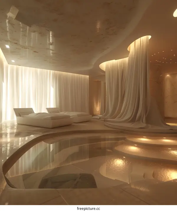 Futuristic indoor swimming pool