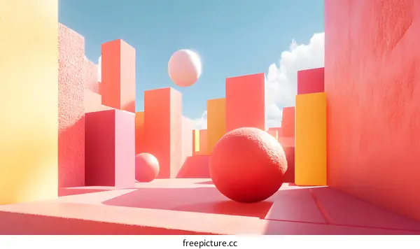 Abstract Colorful 3D Geometric Shapes Render