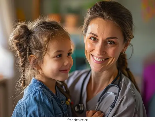 Pediatrician Examining a Smiling Little Girl