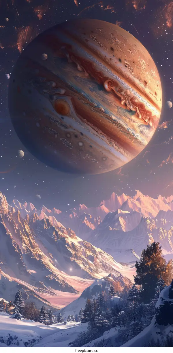 Celestial Landscape with Jupiter's Presence