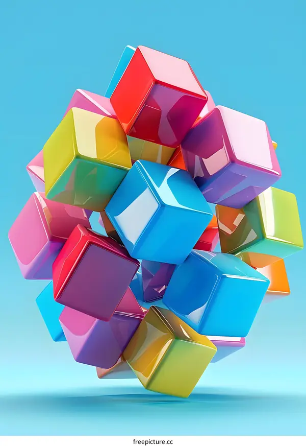 Colorful 3D cubes floating in the air