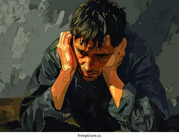 Man holding his head in despair