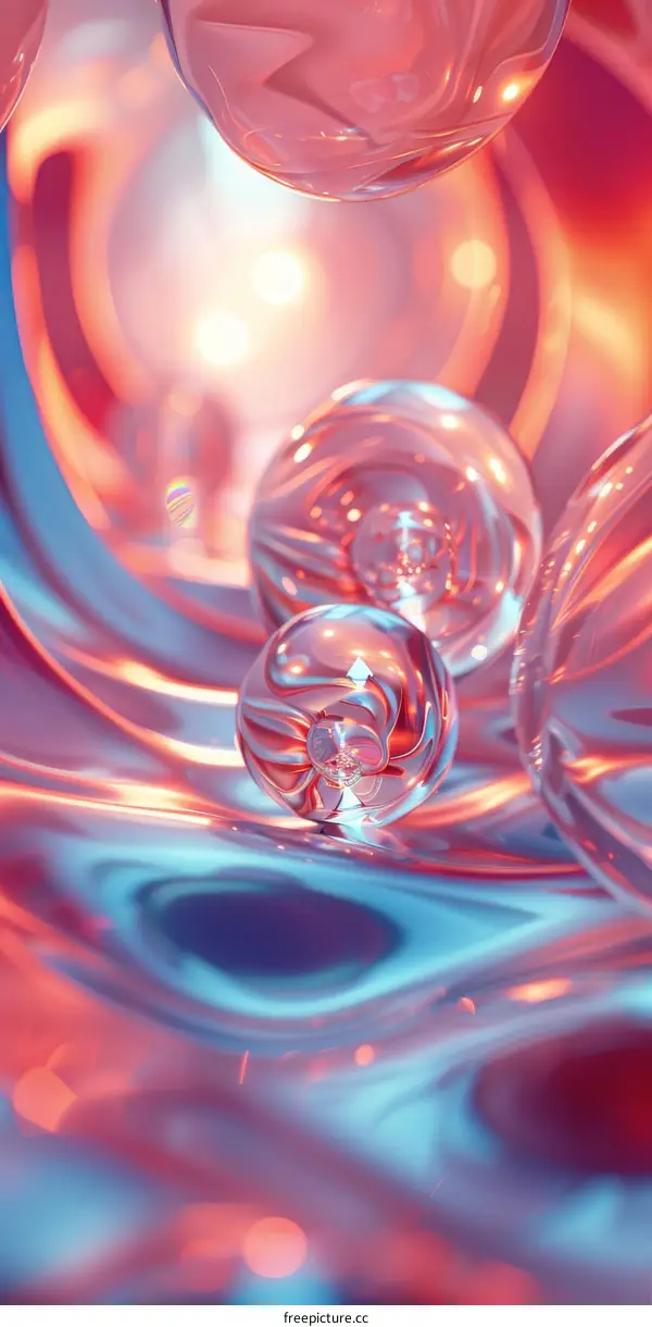Abstract Colorful Liquid with Floating Glass Balls