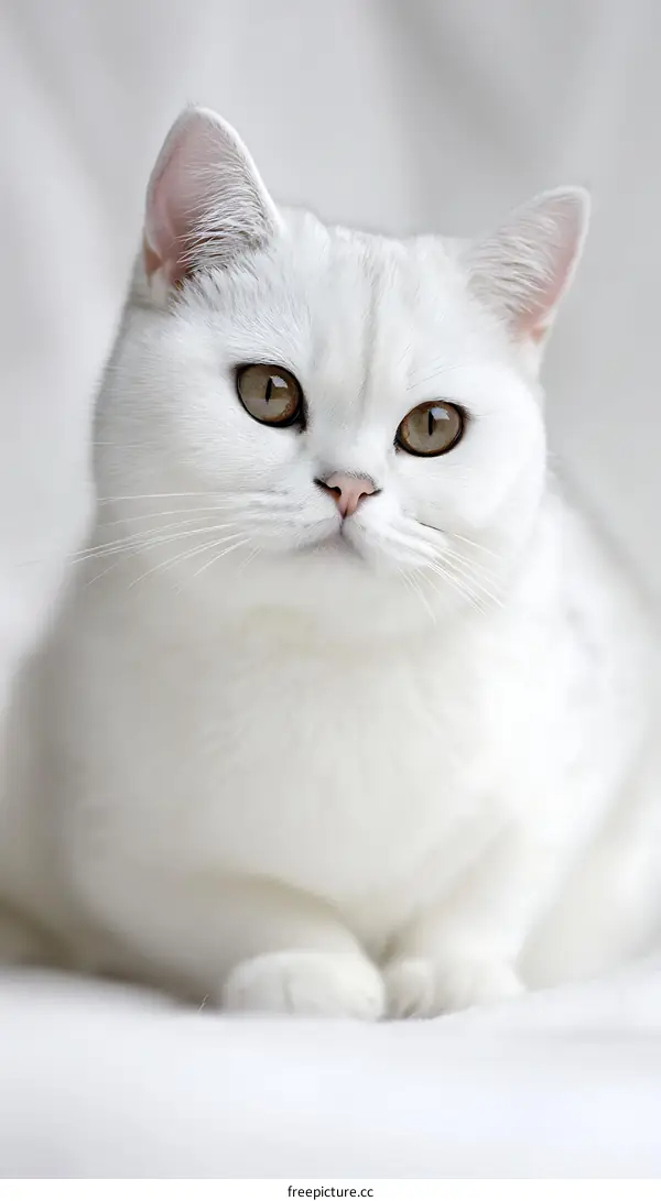 Close-up of a Beautiful White Cat
