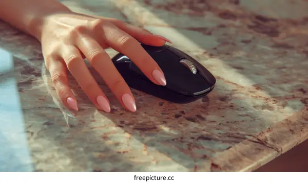 Woman's hand using a computer mouse