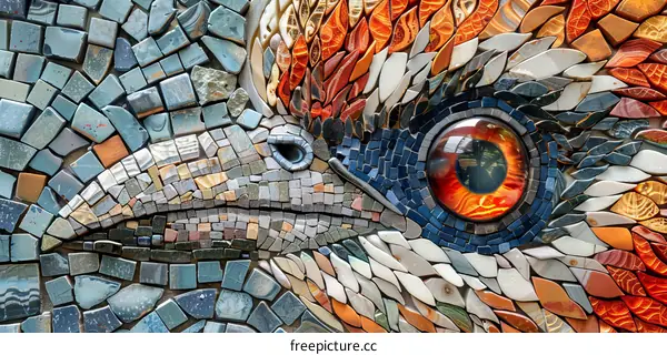 Colorful Bird Face Mosaic Artwork
