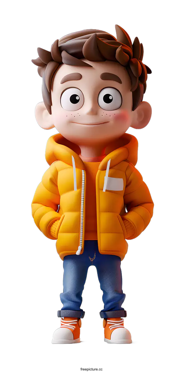 [Transparent Background PNG]3D rendering of a cute cartoon boy