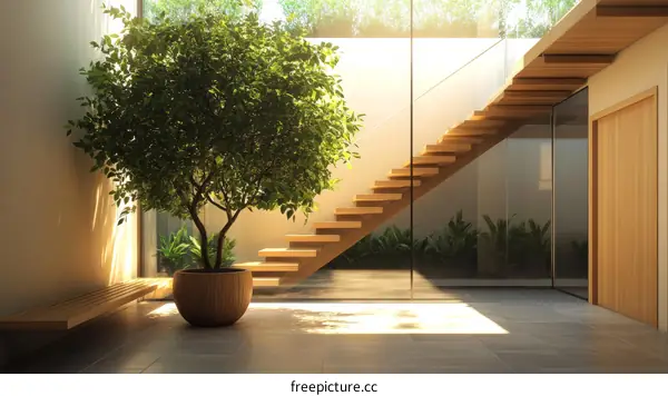 Modern Interior Design with a Large Plant