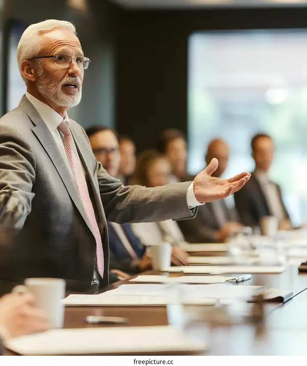 Businessman Giving Presentation at Meeting