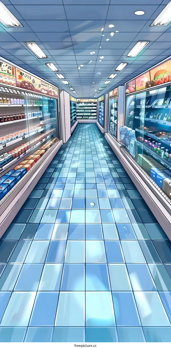 Empty Supermarket Aisle Illustration