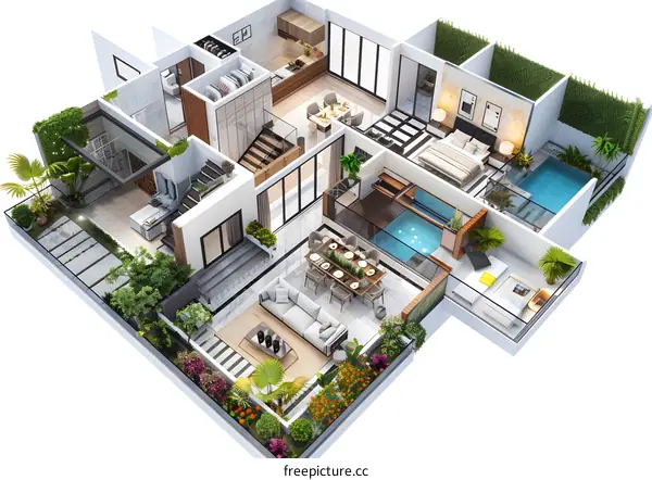 Modern House with Rooftop Garden and Pool Design