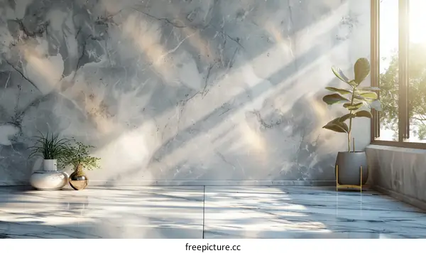 Modern Minimalist Interior Design with Marble Wall