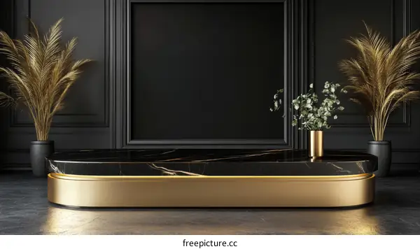 Luxury Black and Gold Marble Display Podium