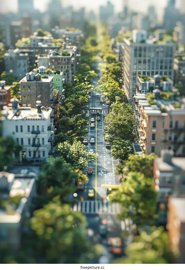 Urban Street Scene with Miniature Perspective