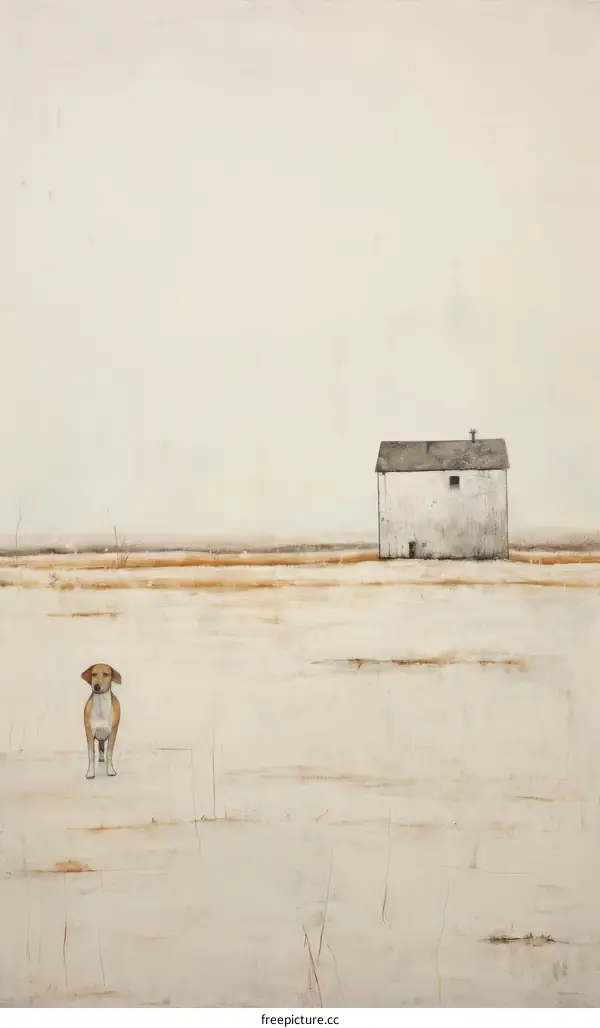 dog standing in front of a house