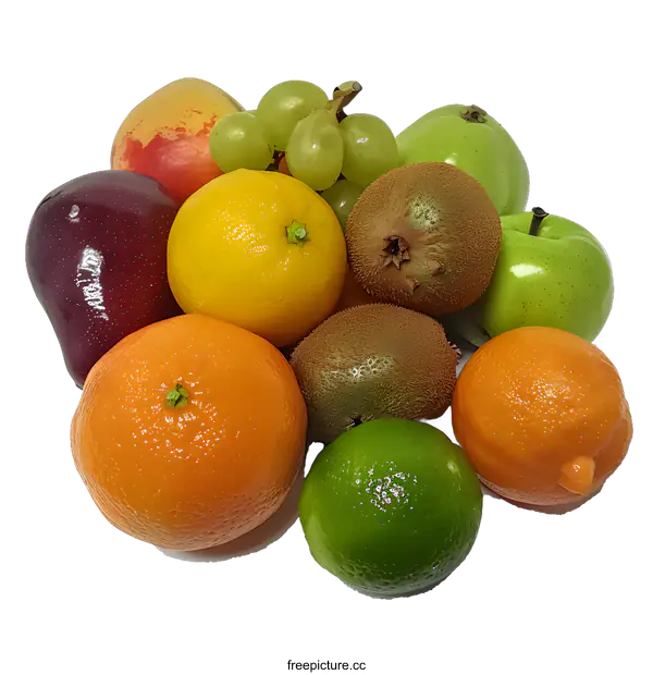 [Transparent Background PNG]Fresh Fruit Arrangement on White Background