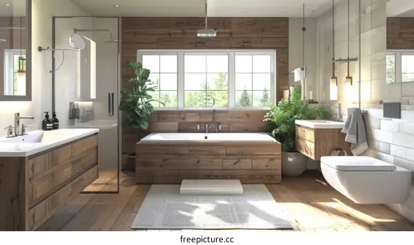 Modern Rustic Wooden Bathroom Interior Design
