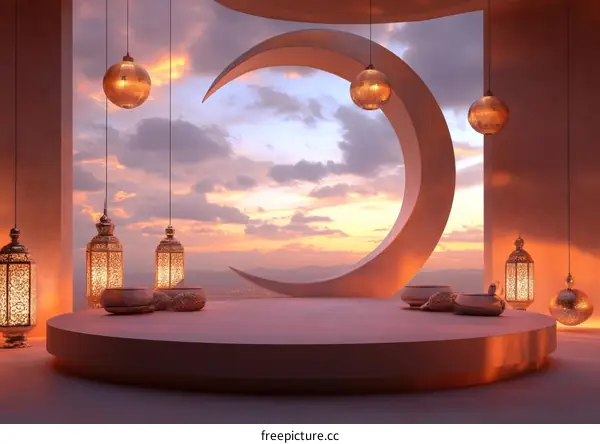 Ramadan Sunset Viewpoint in Modern Islamic Architecture
