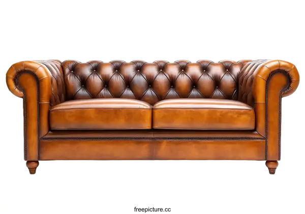 [Transparent Background PNG]Classic Chesterfield Leather Sofa