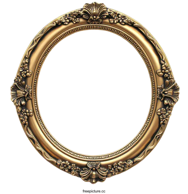 [Transparent Background PNG]Antique Gold Oval Picture Frame