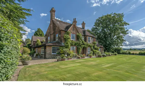 A beautiful English country house with a large garden