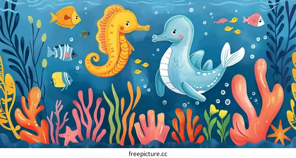 Adorable Creatures Explore Vibrant Coral Reef