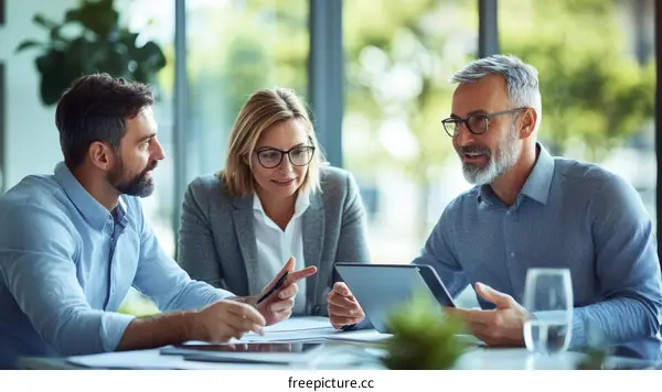 Business Meeting in Modern Office