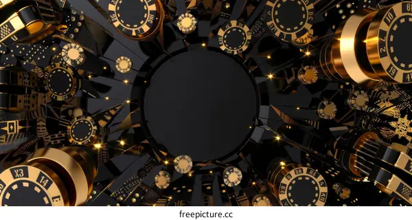 Black and Gold Casino Chips Background