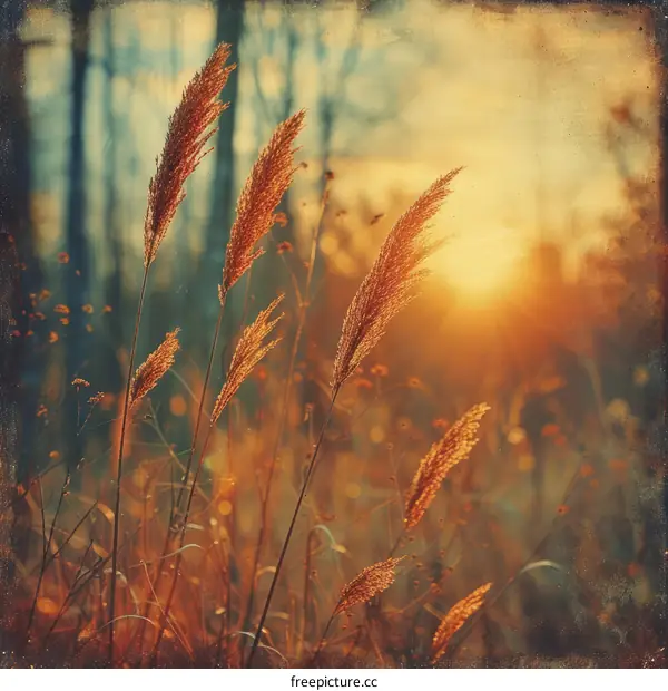 Field of wheat at sunset