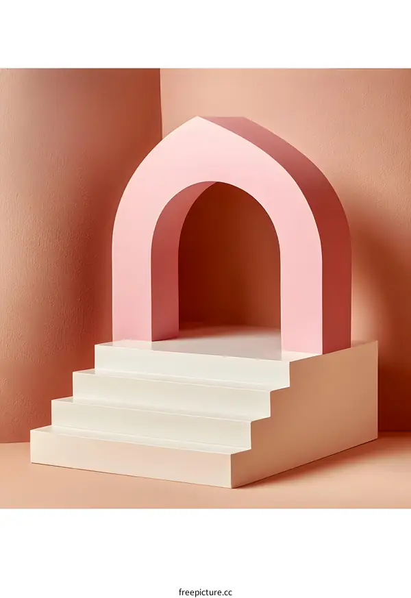 Abstract Minimalist Archway and Steps in Pastel Colors