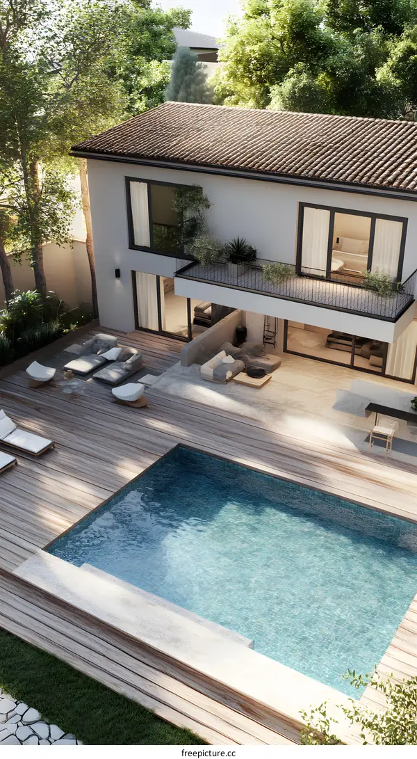 Modern House with Swimming Pool and Patio