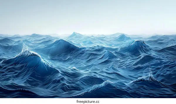 Powerful Ocean Waves Crashing with White Foam
