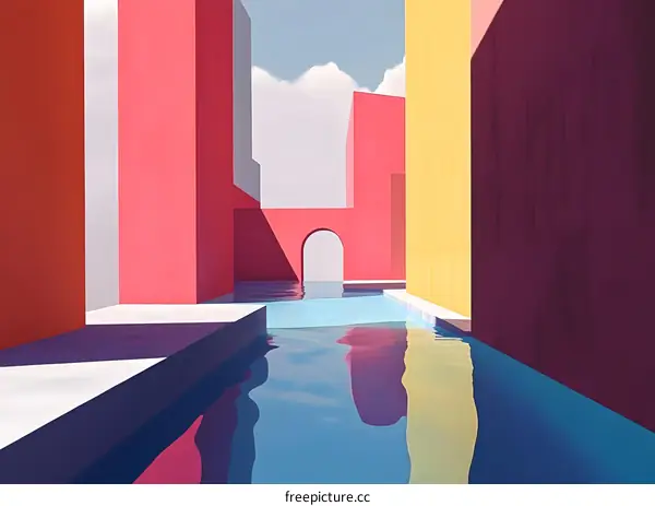 Abstract Minimalist Architecture with Pool