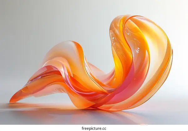 Abstract orange wavy glass sculpture