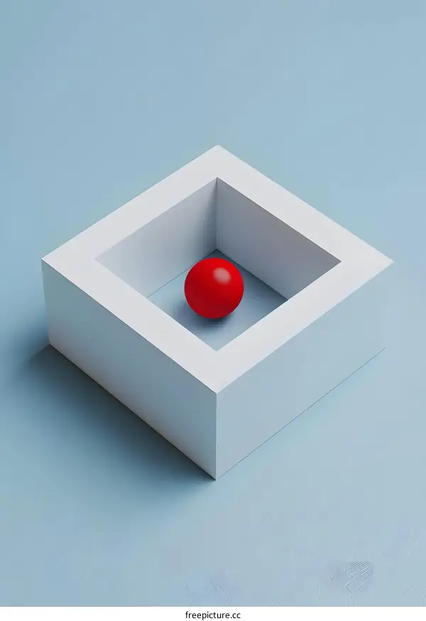 Red Sphere Inside a White Square