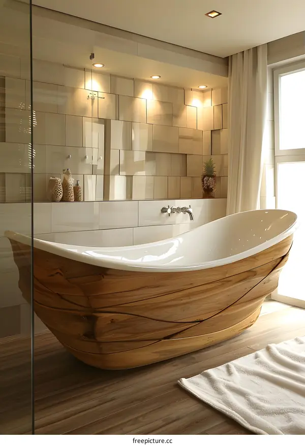 Wooden bathtub