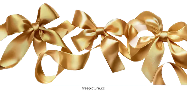 [Transparent Background PNG]Golden Satin Ribbons and Bows