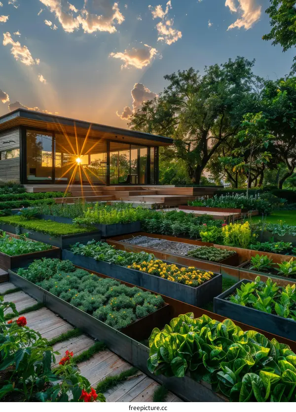 modern house with rooftop garden