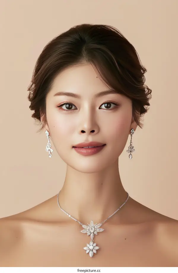 Elegant Asian Bride with Diamond Jewelry Set