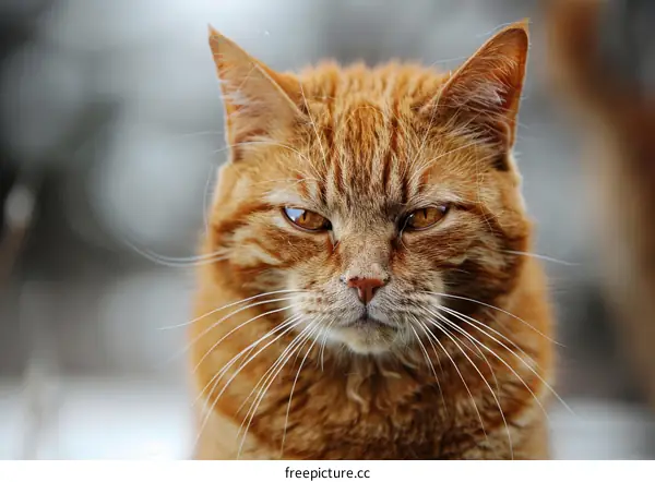 Ginger Cat Portrait with Intense Stare