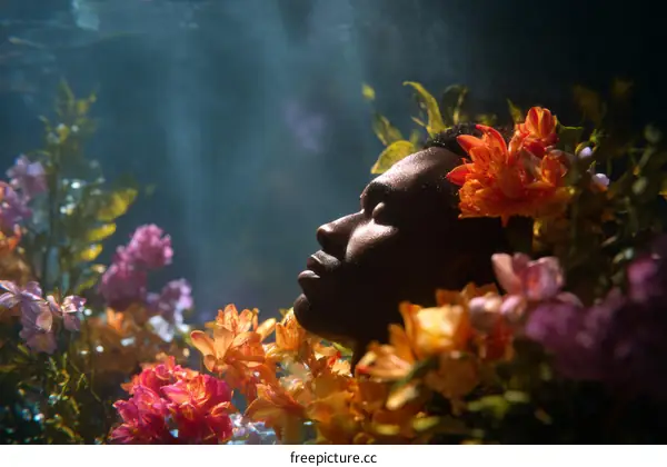 Submerged Beauty Underwater Floral Portrait