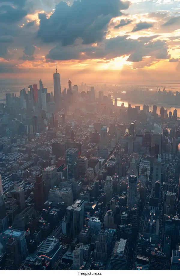 Sunset Over the Manhattan Skyline