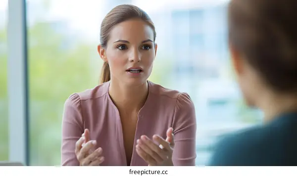 Woman Explaining Her Point of View During A Business Meeting