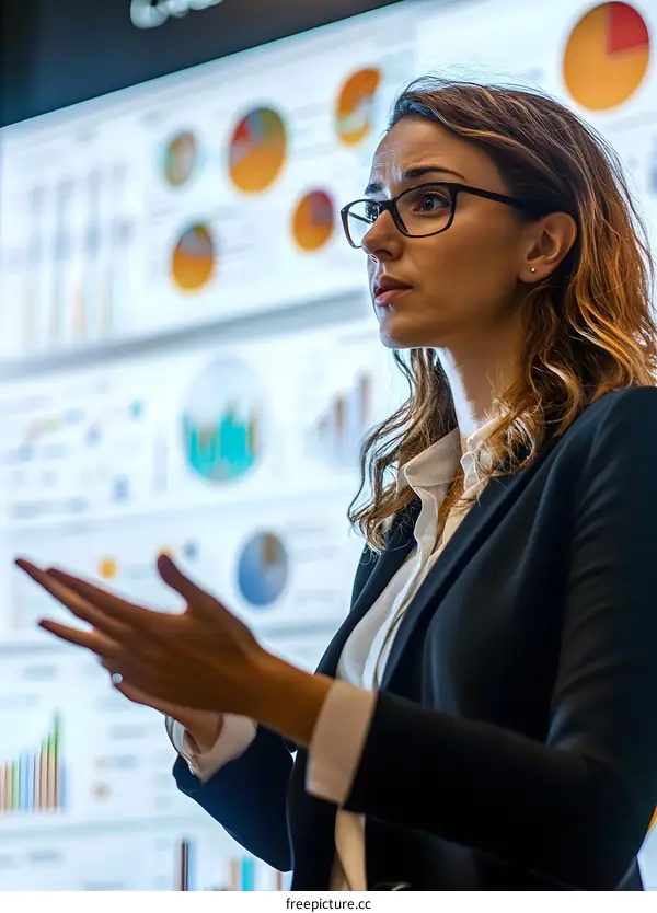 Businesswoman Presenting Data on a Whiteboard