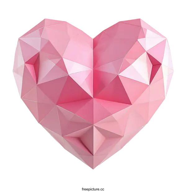 [Transparent Background PNG]Geometric Pink Heart Shape Illustration