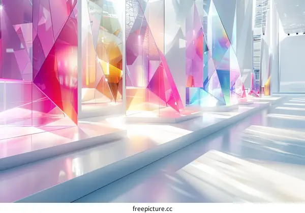 Pink and White Geometric Shapes Installation