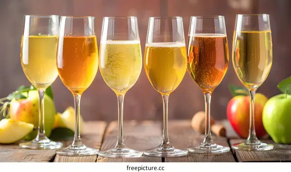Apple Cider with Apples on Wooden Table