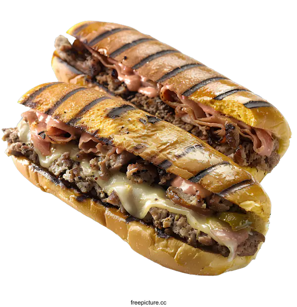 [Transparent Background PNG]A delicious sandwich with two halves