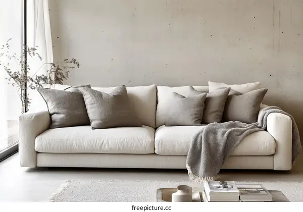 Modern Minimalist Sofa in a Neutral Color Scheme