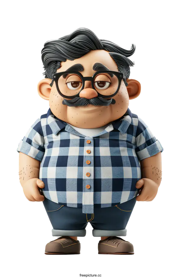 [Transparent Background PNG]3D Cartoon Hispanic Male Character with Glasses